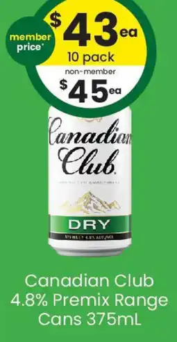 The Bottle O Canadian Club 4.8% Premix Range Cans offer
