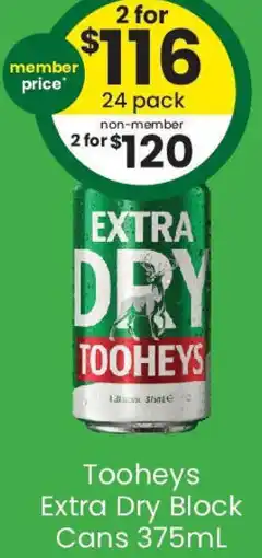 The Bottle O Tooheys Extra Dry Block Cans offer