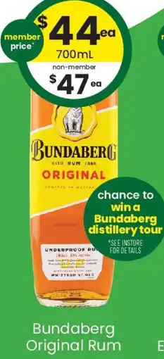 The Bottle O Bundaberg Original Rum offer