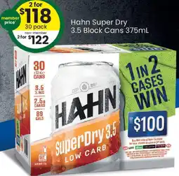 The Bottle O Hahn Super Dry 3.5 Block Cans offer