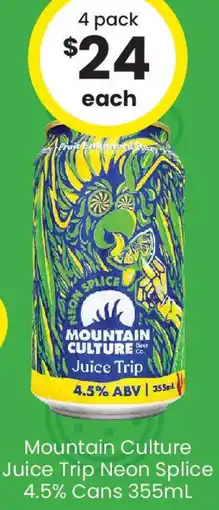 The Bottle O Mountain Culture Juice Trip Neon Splice 4.5% Cans offer
