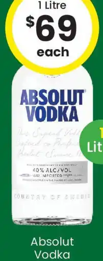 The Bottle O Absolut Vodka offer