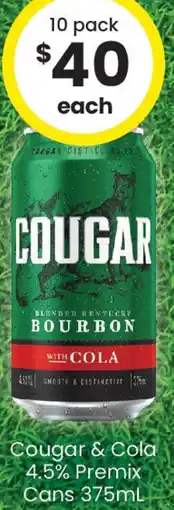 The Bottle O Cougar & Cola 4.5% Premix Cans offer