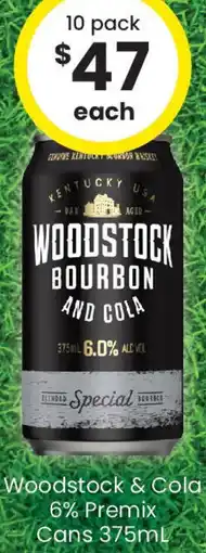 The Bottle O Woodstock & Cola 6% Premix Cans offer