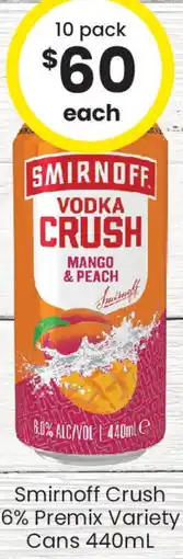 The Bottle O Smirnoff Crush 6% Premix Variety Cans offer