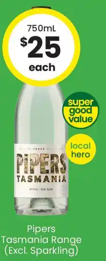 The Bottle O Pipers Tasmania Range (Excl. Sparkling) offer