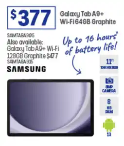 Officeworks Galaxy Tab A9+ Wi-Fi 64GB Graphite offer