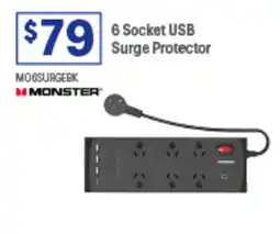Officeworks 6 Socket USB Surge Protector offer