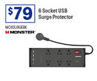 Officeworks 6 Socket USB Surge Protector offer