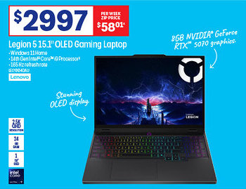 Officeworks Legion 5 15.1" OLED Gaming Laptop offer