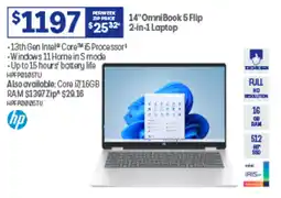 Officeworks 14" OmniBook 5 Flip 2-in-1 Laptop offer