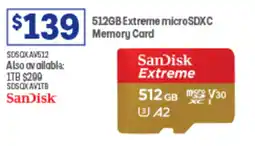 Officeworks 512GB Extreme microSDXC Memory Card offer