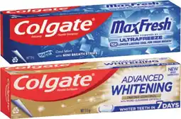 Coles Colgate Advanced Whitening & Tartar or Max Fresh Toothpaste 115g offer