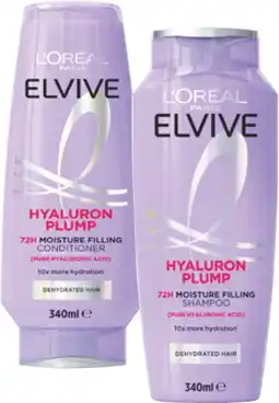 Coles L'Oréal Elvive Hyaluron Plump Shampoo or Conditioner 340mL offer