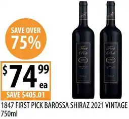 Supabarn 1847 first pick barossa shiraz 2021 vintage offer