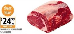 Supabarn Whole beef scotch fillet offer