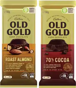 Coles Cadbury Old Gold Block Chocolate 170g-180g offer