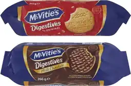 Coles McVitie's Plain or Chocolate Digestives Biscuits 266g-355g offer