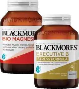 Coles Blackmores Executive B Stress Formula Tablets 125 Pack or Bio Magnesium Tablets 150 Pack offer
