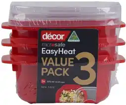 Coles Décor Microsafe Easy Heat Containers 375mL 3 Pack offer