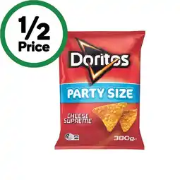 Woolworths Doritos Corn Chips 380g, Smiths Crinkle Cut Potato Chips 380g or Red Rock Deli Potato Chips 290g offer