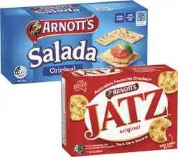 Coles Arnott's Jatz Crackers or Salada Crispbread 225g-250g offer
