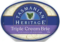 Coles Tasmanian Heritage Triple Cream Brie 125g offer