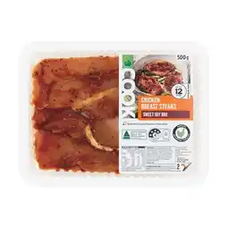 Woolworths Woolworths COOK Sweet Soy BBQ Chicken Breast Steaks with RSPCA Approved Chicken 500g offer