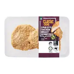 Woolworths Woolworths Pub Style Breast Schnitzels with RSPCA Approved Chicken 440g Pk 2 offer