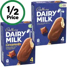 Woolworths Cadbury Ice Cream Bars or Sticks 300-360ml Pk 4-6 – From the Freezer offer