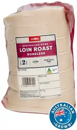 Coles Coles Australian Pork Loin Roast Boneless offer