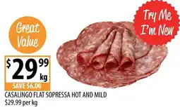 Supabarn Casalingo flat sopressa hot and mild offer