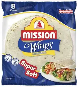 Coles Mission Wraps 8 Pack 567g offer