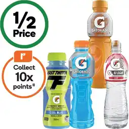 Woolworths Gatorade Sports Drink 600ml, G- Active Flavoured Water 600ml or Gatorade Fast Twitch 350ml offer