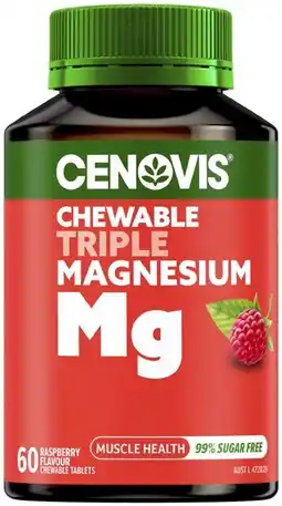 Coles NEW Cenovis Chewable Triple Magnesium Tablets 60 Pack^ offer
