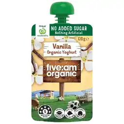 Woolworths Five:Am Organic Kids No Added Sugar Yoghurt Pouch 130g – From the Fridge offer