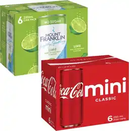 Coles Coca-Cola Soft Drink or Mt Franklin Sparkling Water 6x250mL offer