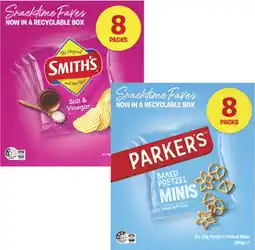 Coles Smith's Crinkle Cut or Parker's Pretzels 8 Pack 152g-200g offer