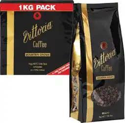 Coles Vittoria Mountain Grown Coffee Beans or Ground 1kg offer
