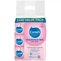 Woolworths Curash Baby Wipes Pk 3 x 80 offer