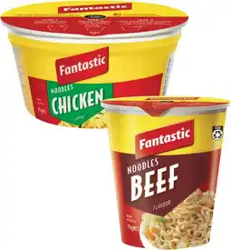 Coles Fantastic Noodle Cup or Bowl 70g-85g offer