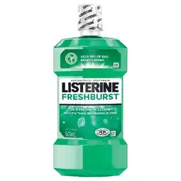 Woolworths Listerine Freshburst Antibacterial Mouthwash 500ml offer