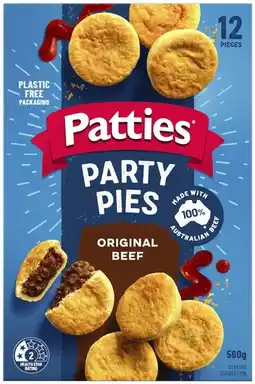Coles Patties Party Meat Pies 12 Pack 560g offer