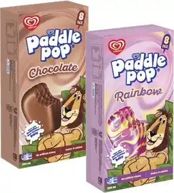 Coles Streets Rainbow or Chocolate Paddle Pop Sticks 8 Pack 544mL offer