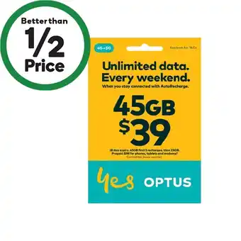Woolworths Optus $39 SIM Starter Kit‡ offer