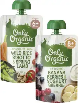 Coles Only Organic 4+ Months, 6+ Months or 8+ Months Baby Food Pouch 120g offer