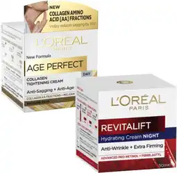 Coles L'Oréal Age Perfect Day Cream or Revitalift Anti Wrinkle Night Cream 50mL offer