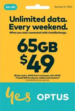 Coles Optus $49 Prepaid SIM offer