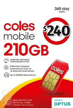 Coles Coles Mobile $240 SIM offer