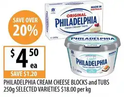 Supabarn Philadelphia cream cheese blocks and tubs offer